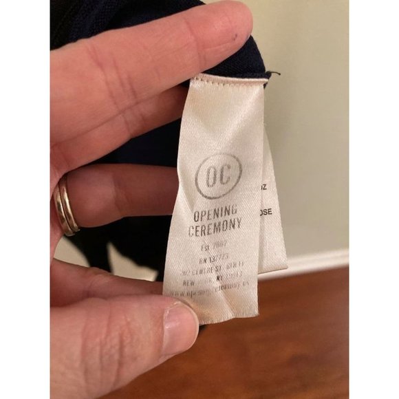 OPENING CEREMONY Navy Linear Handkerchief Short Sleeve Crew neck Dress - Picture 6 of 10